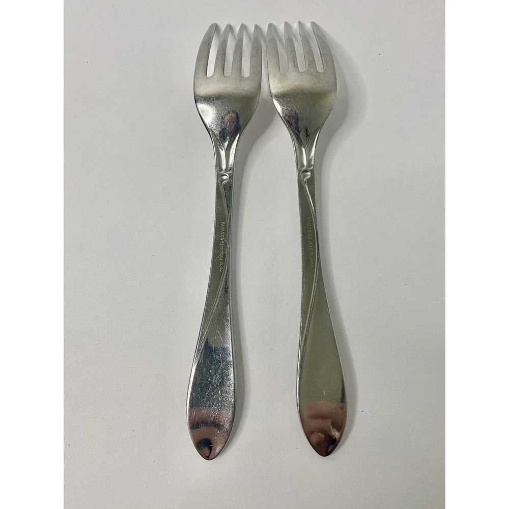 Yamazaki Raceme Japan Stainless Steel Flatware Salad Forks Lot Of 2 Silver